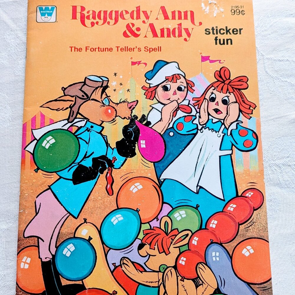 VTG 1980 Raggedy Ann & Andy The Fortune Teller's Spell Sticker Fun Book Rare NEW